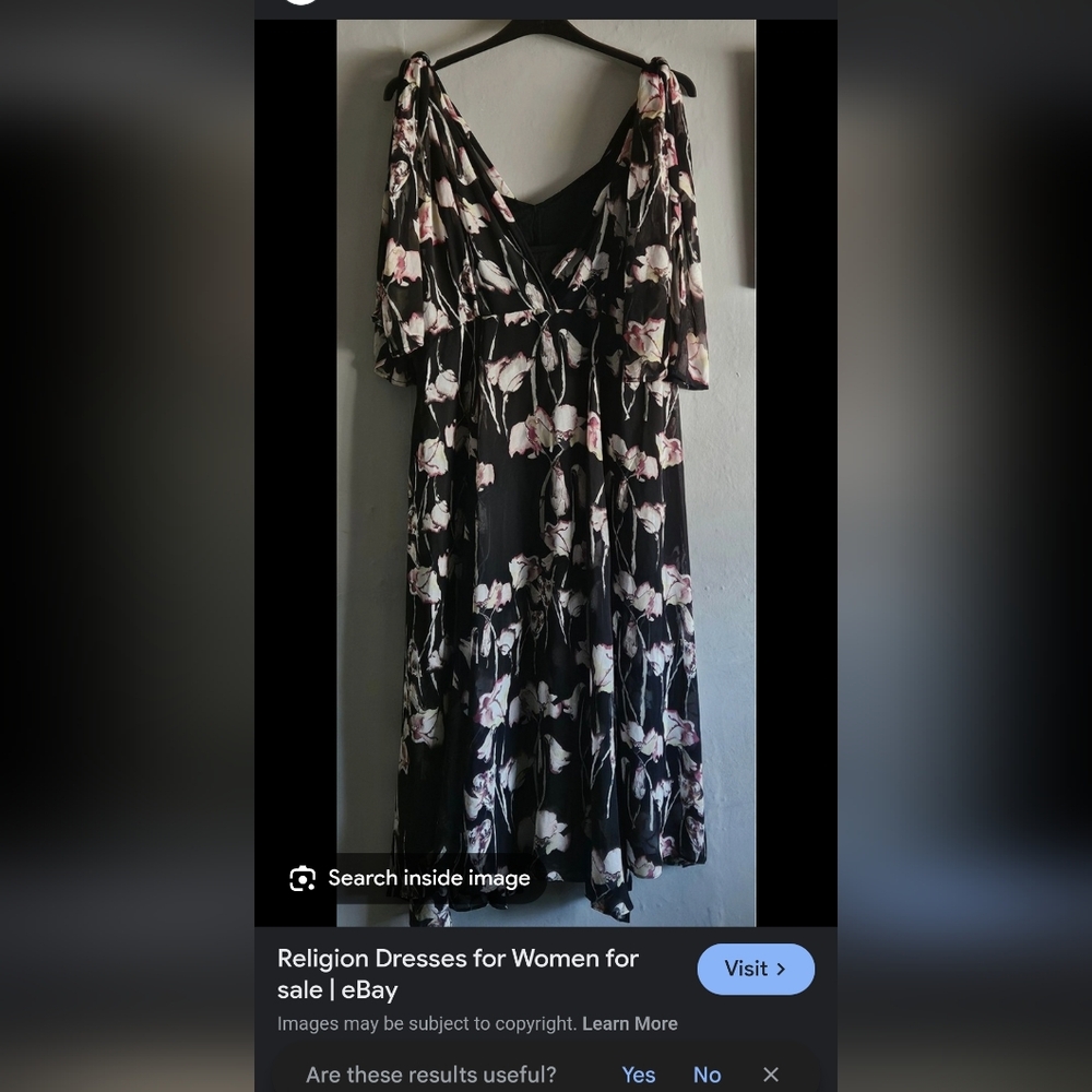 Floral Black Dress Religion Sz 10